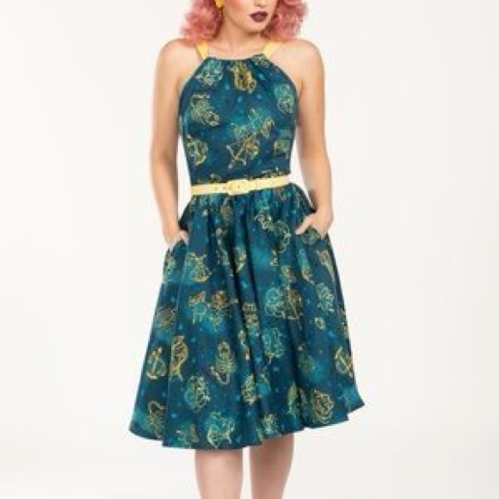 Elegant astrology Teal and Yellow Harley dress